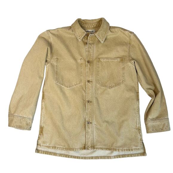 Madewell Tan Jean Jacket WMNS Small Long Sleeve Button-Up 100% Cotton Shirt LS - Picture 1 of 7